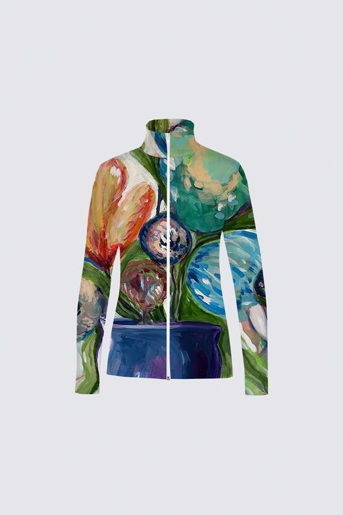 Big flowers Catherine Full-zip Active top