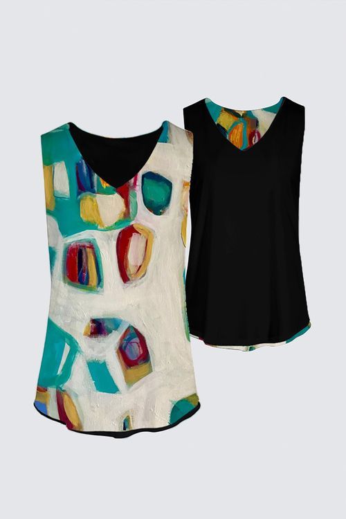 Turquoise and Red Abstract Kaplan Tank