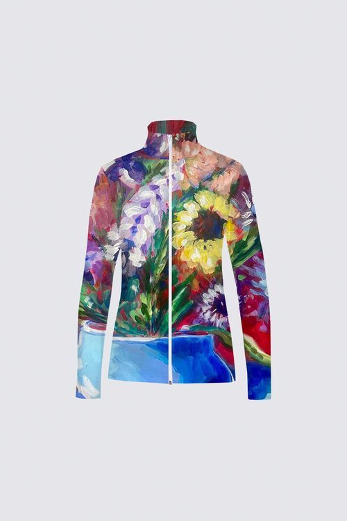 Blue jug with flowers Catherine Full-zip Active top