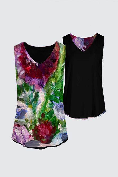 Maroon and Yellow Flowers Kaplan Tank