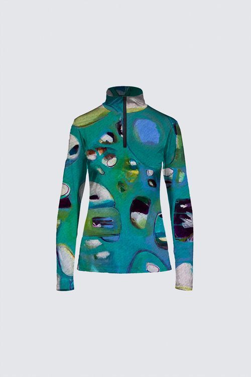 Blue/green abstract Autumn Half-Zip Top