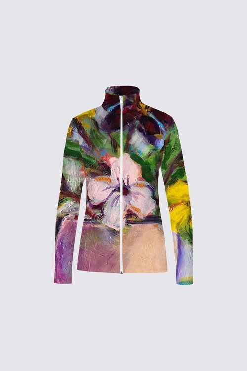 Pink vase with flowers Catherine Full-zip Active top