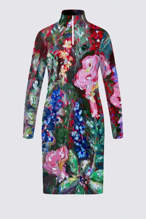 Selby Gardens Field of Flowers Victoire Zip-up Sweater Knit Dress