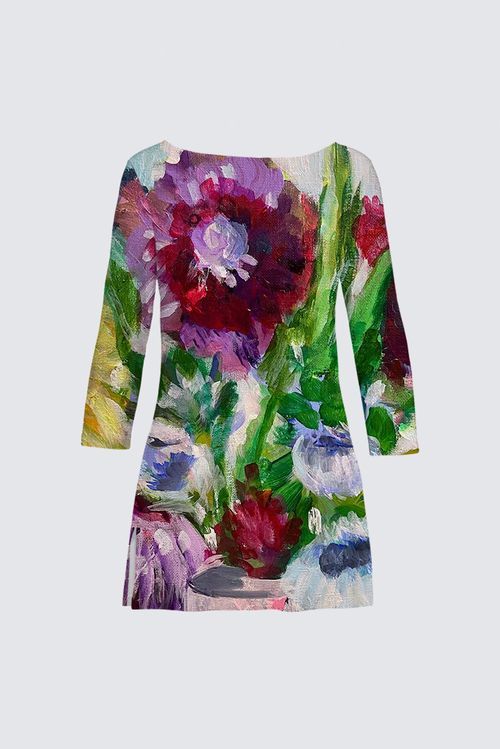 Maroon and Yellow Flowers Patti Tunic II