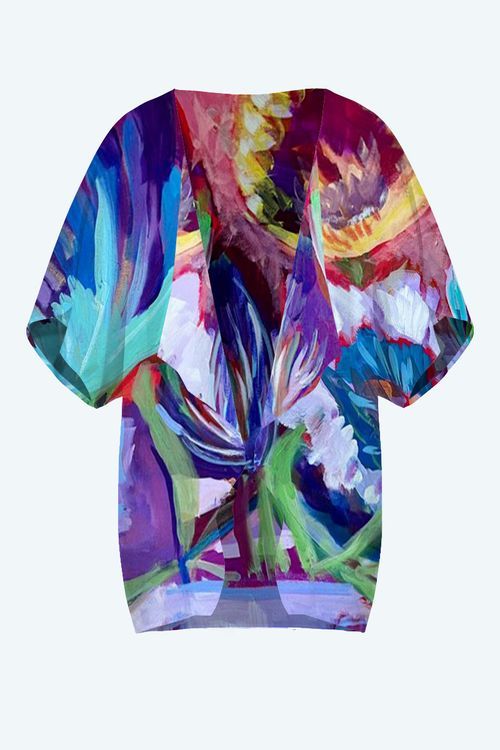 Abstract floral Terry-Ann Short Kimono