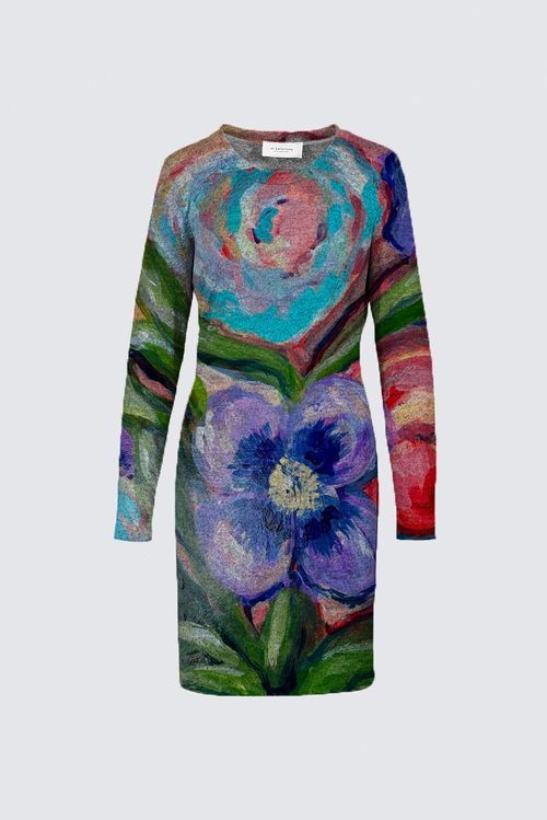 Turquoise and Purple Flowers Sophia Dress