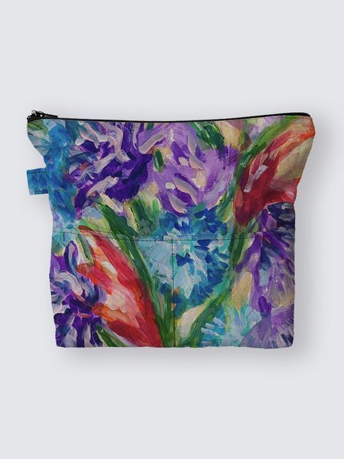 Birds of Paradise and Purple Petals Suede Medium Pouch