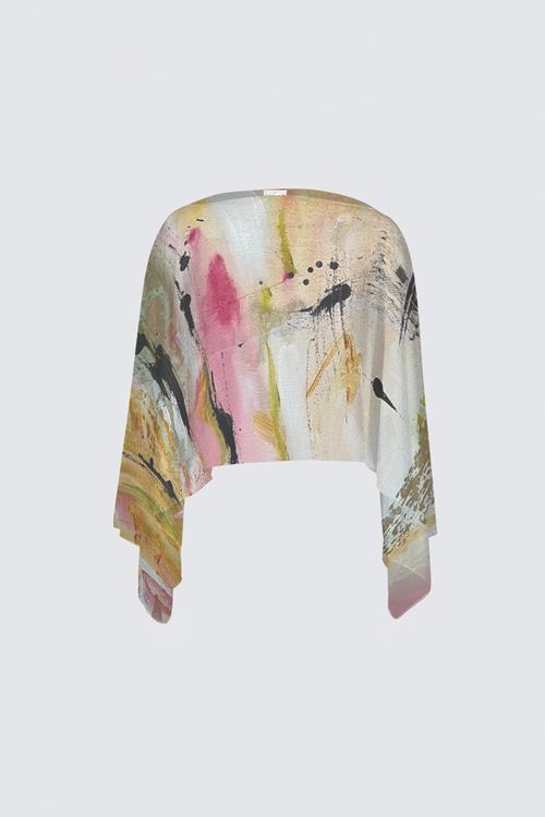 Pink and White Abstract Claudia Shawl
