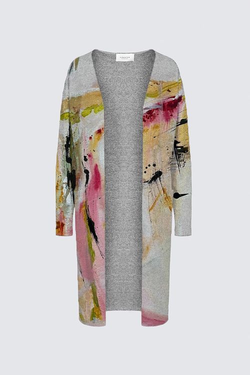 Pink and White Abstracy Nikki Duster Cardigan