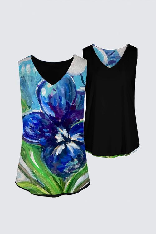 Blue Pansy Kaplan Top