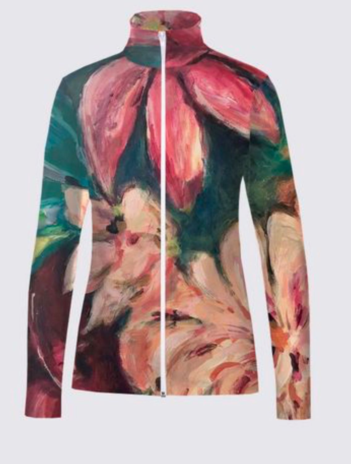 Pink and Blue Bouquet Catherine Full-zip Active top