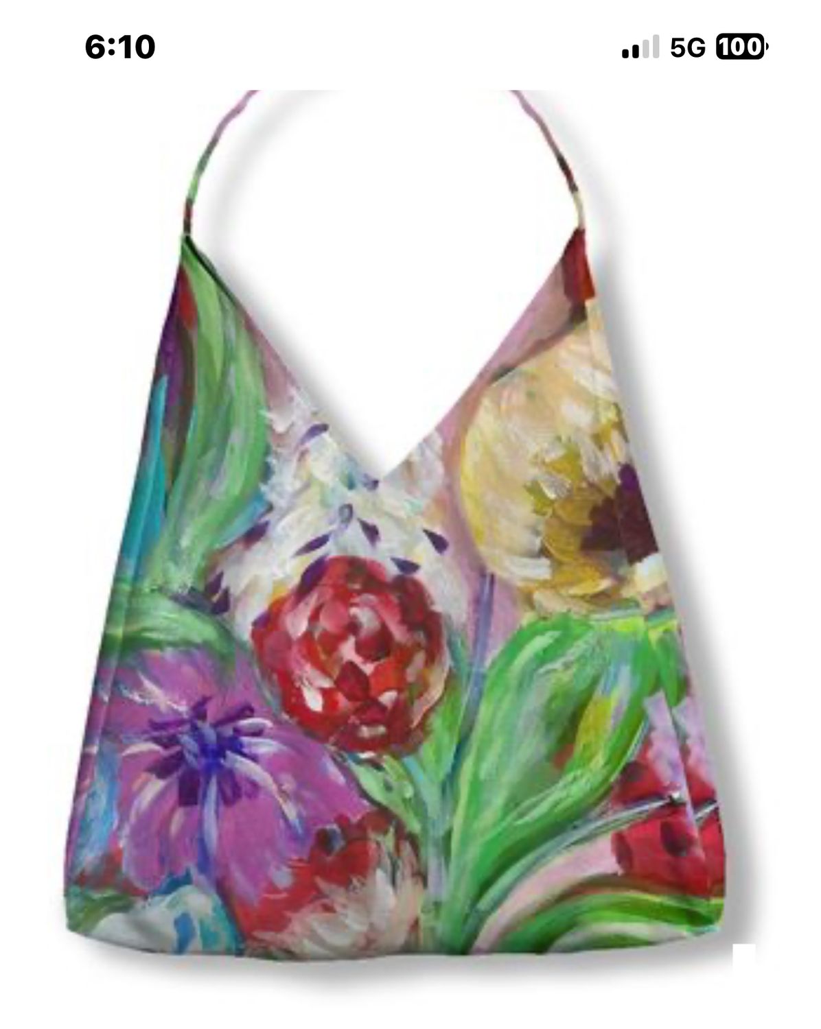 Large Flowers with pink and red background Tulip Bag