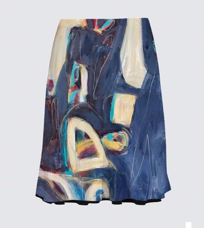 Navy Abstract Jersey Alex Skirt