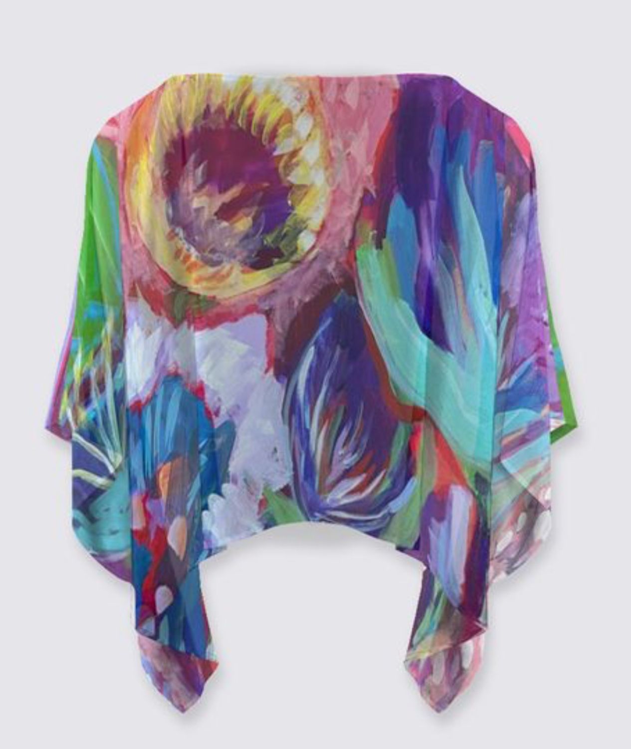 Abstract Floral Scarlet Shawl