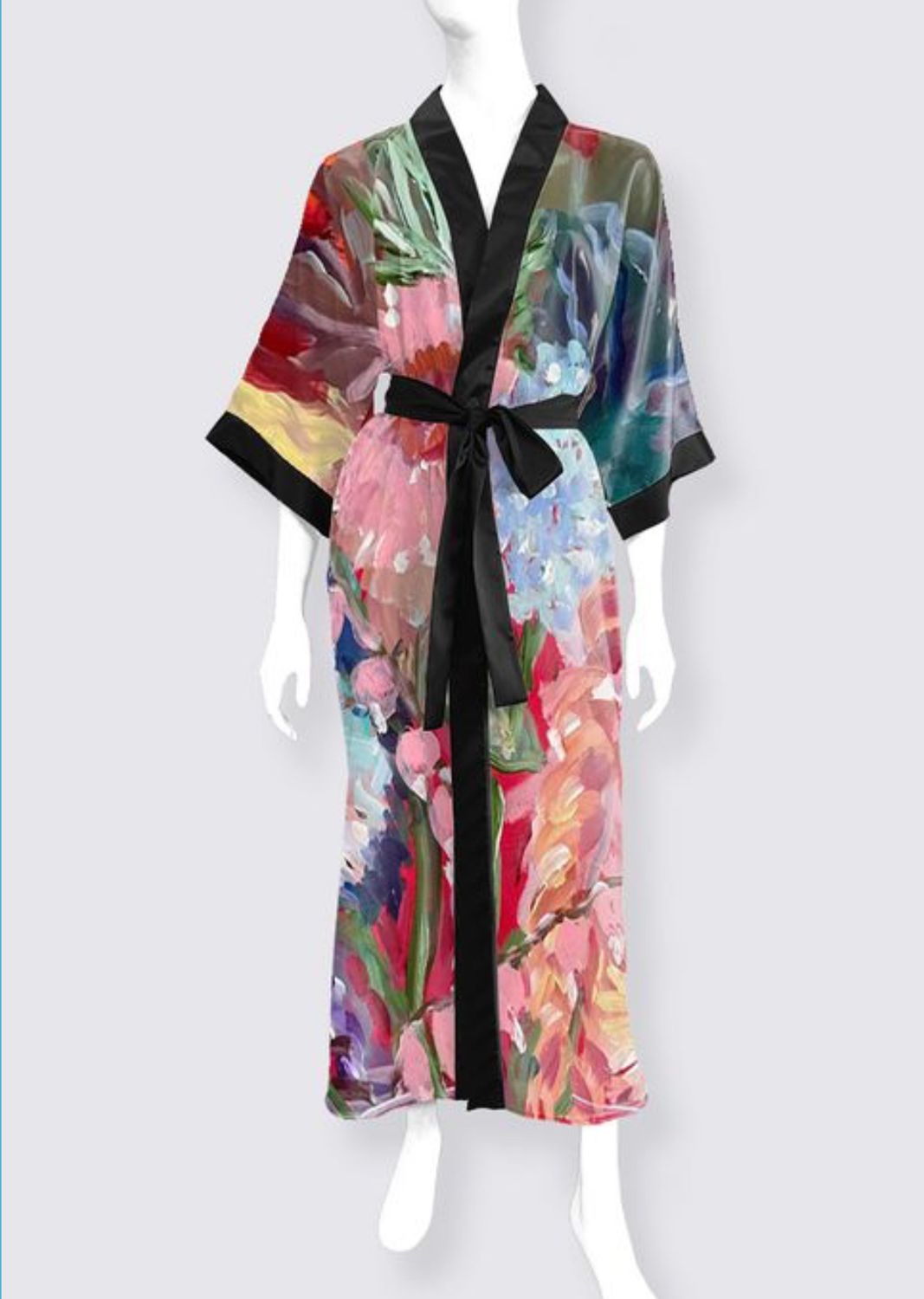 Farmers Market Bouquet Phoenix Long Satin Kimono