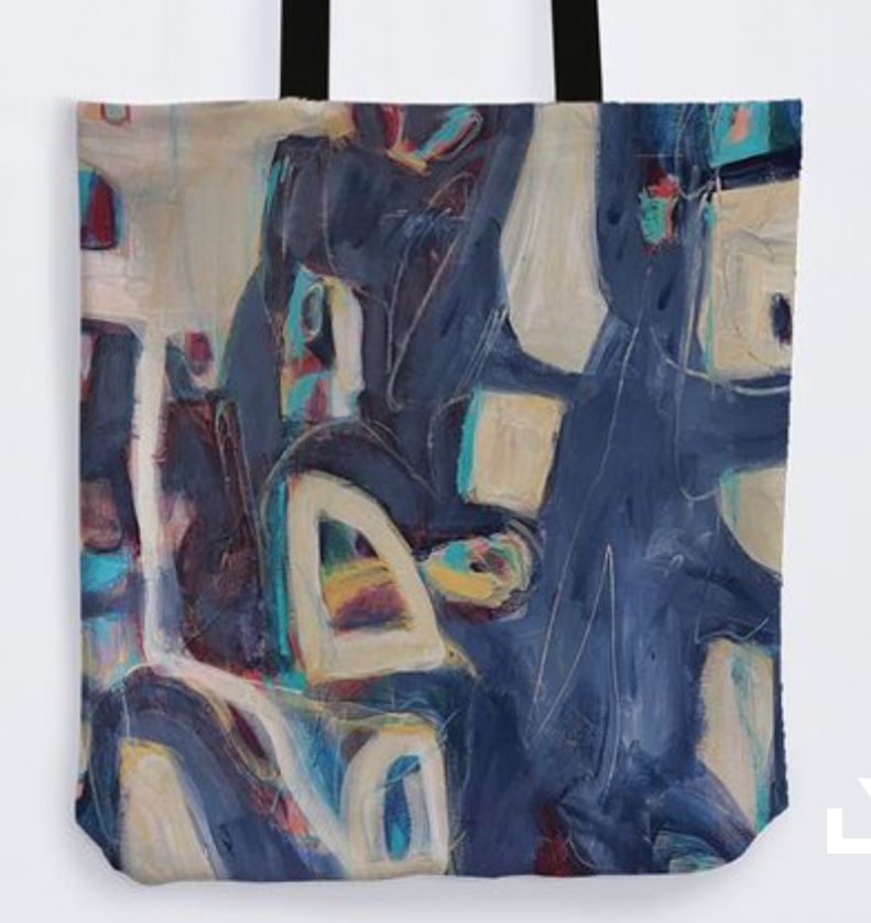 Navy Abstract Jersey Maxime Canvas Tote