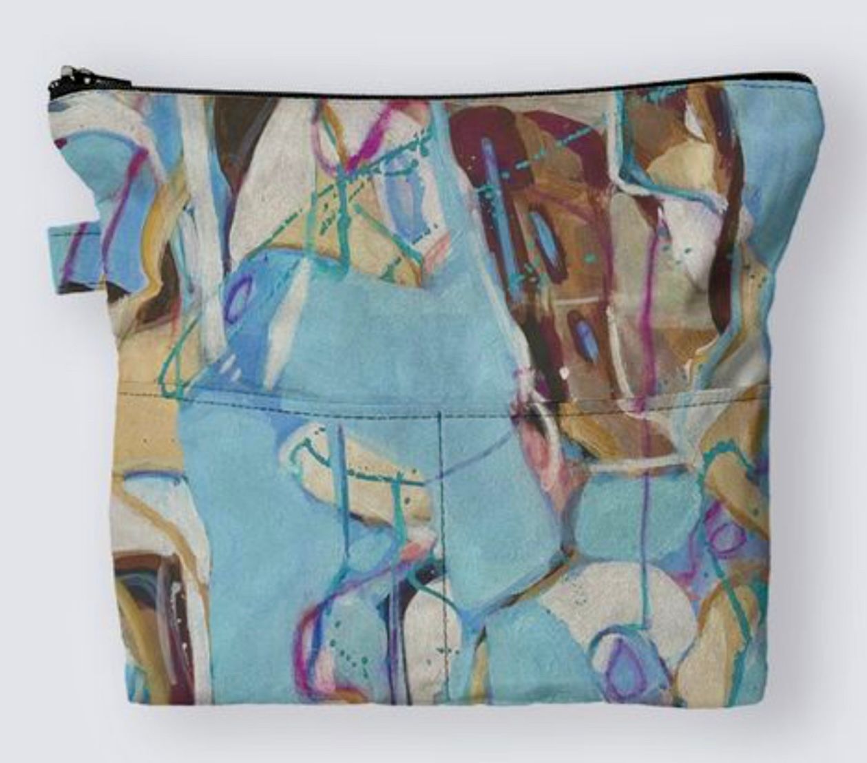 Baby Blue Abstract Suede Medium Pouch