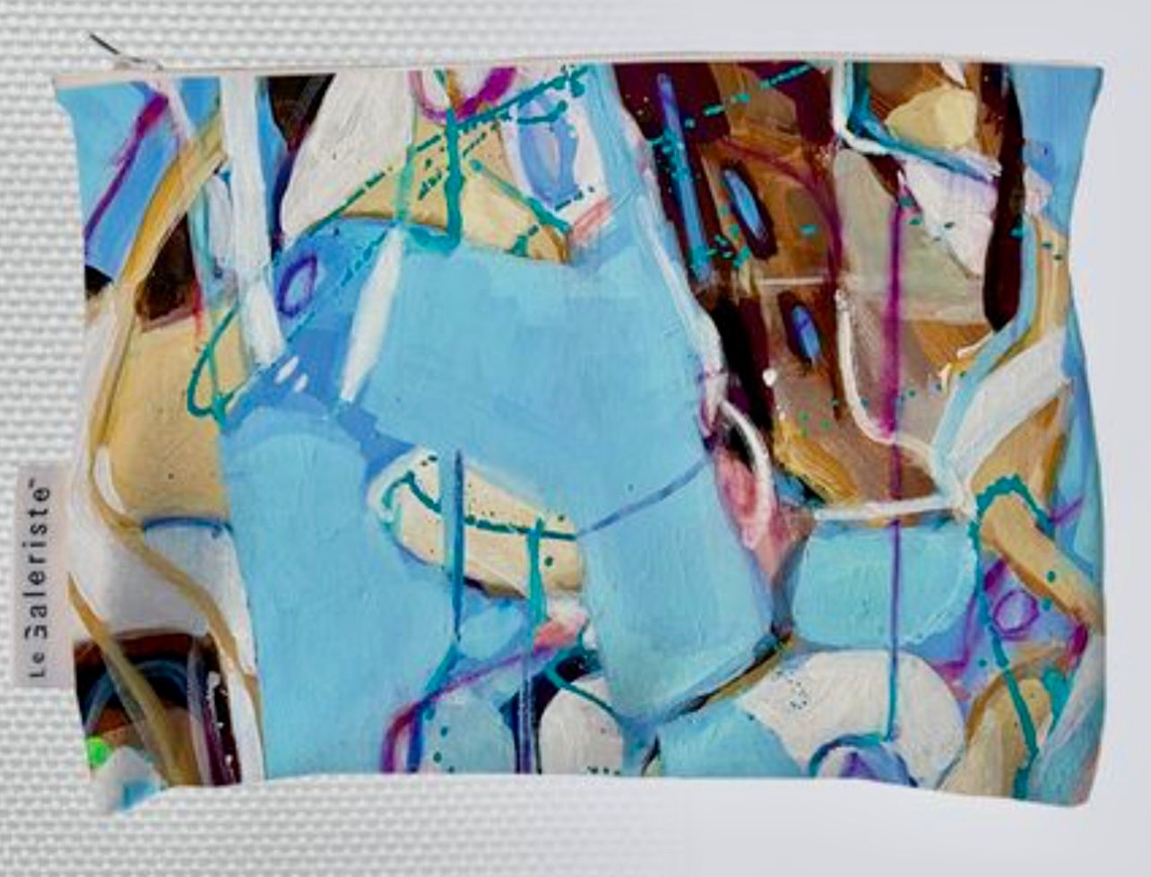 Baby Blue Abstract Lou Pouch in Canvas