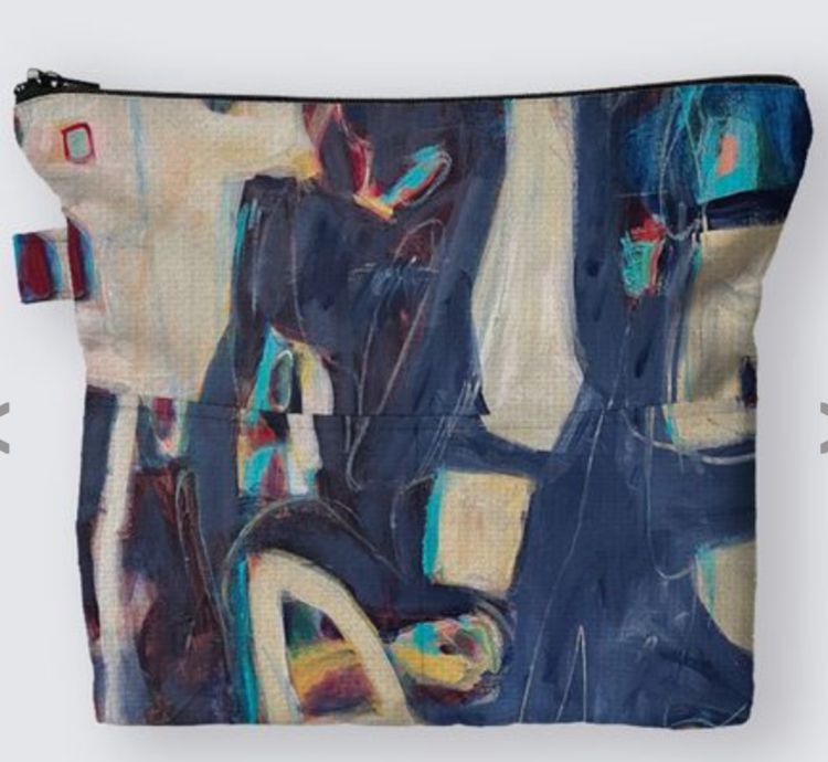 Navy Abstract Jersey Canvas Carryall Pouch Navy Abstract Jersey Canvas Carryall Pouch
