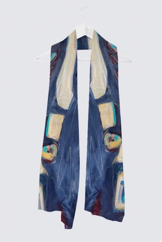 Navy Abstract Jersey Vivien Scarf