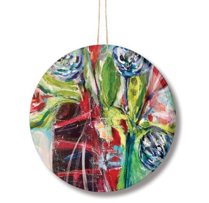 Plaid Vase with Flowers Ornament