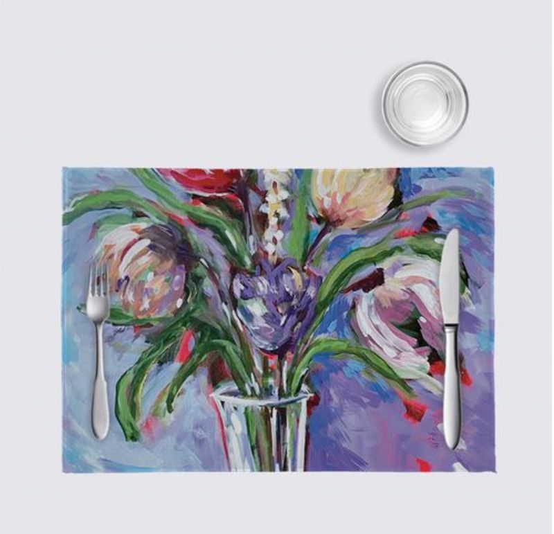 Glass Vase on Blue Background Placemats (pack of 4)