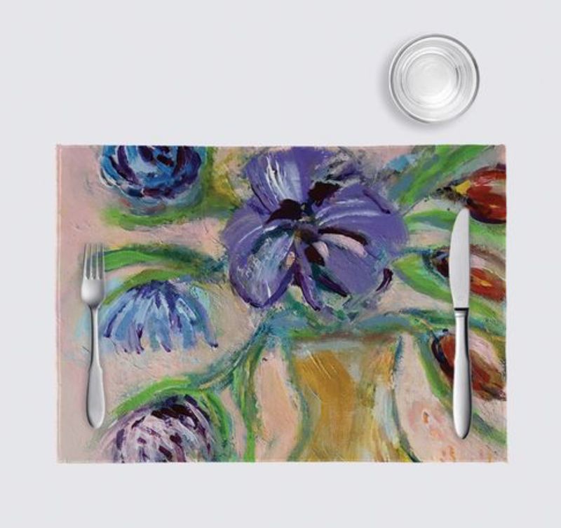 Gold Vase with Blue Flowers Celeste Placemats (pack of 4)
