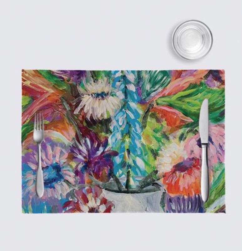 White Pitcher with Flowers Celeste Placemats (pack of 4)
