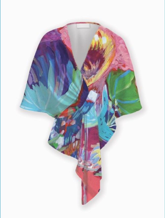 Abstract Floral Karima Curved Wrap