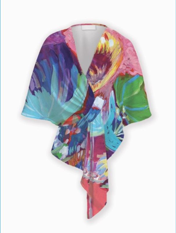 Abstract Floral Karima Curved Wrap