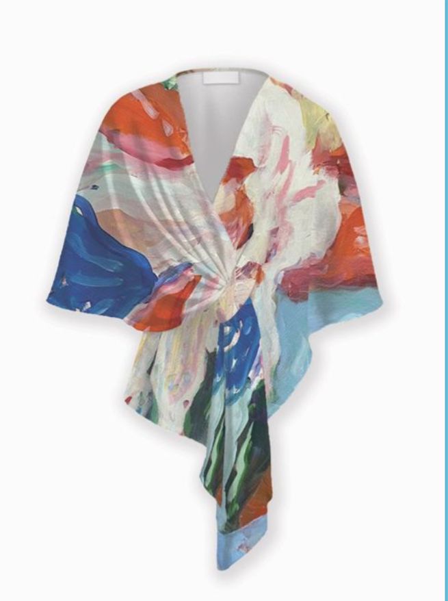 White Flower in Glass Vase Karima Curved Wrap