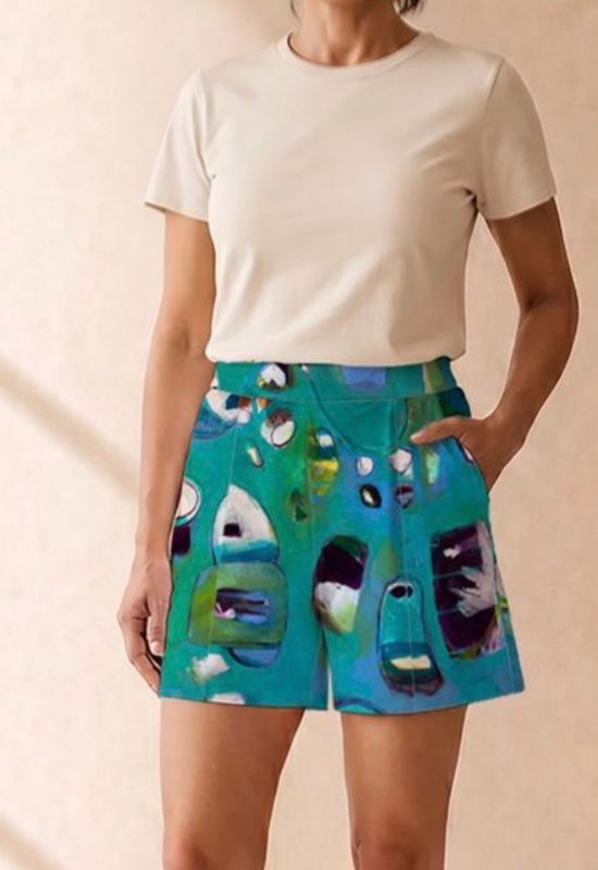 Blue/Green Abstract Margot Club Short