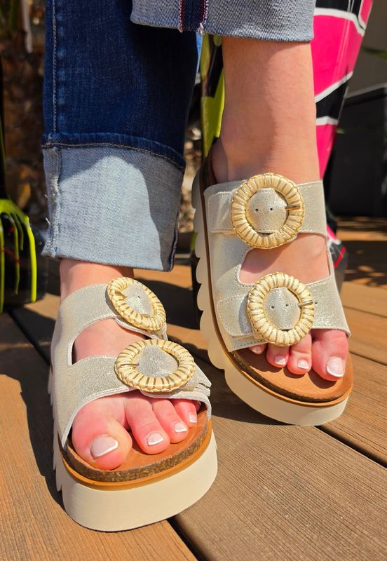 NO NAME - Sandy Mules - Dorée Glitter