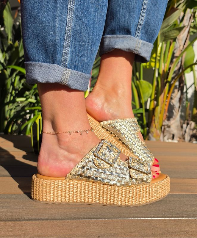 Mules plateformes cuir Platine SANDRO ROSI