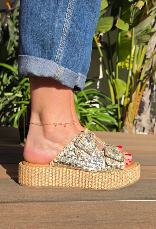 Mules plateformes cuir Platine SANDRO ROSI