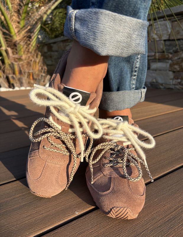 Basket femme velours chocolat NO NAME Evo Run Suede Choco