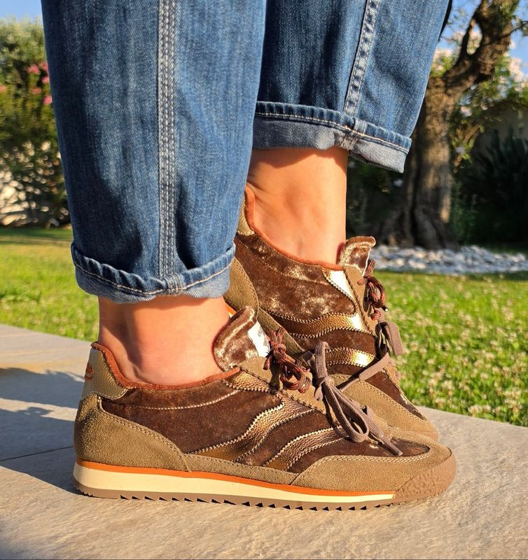 Basket femme kaki taupe velours MRP STAR Utah