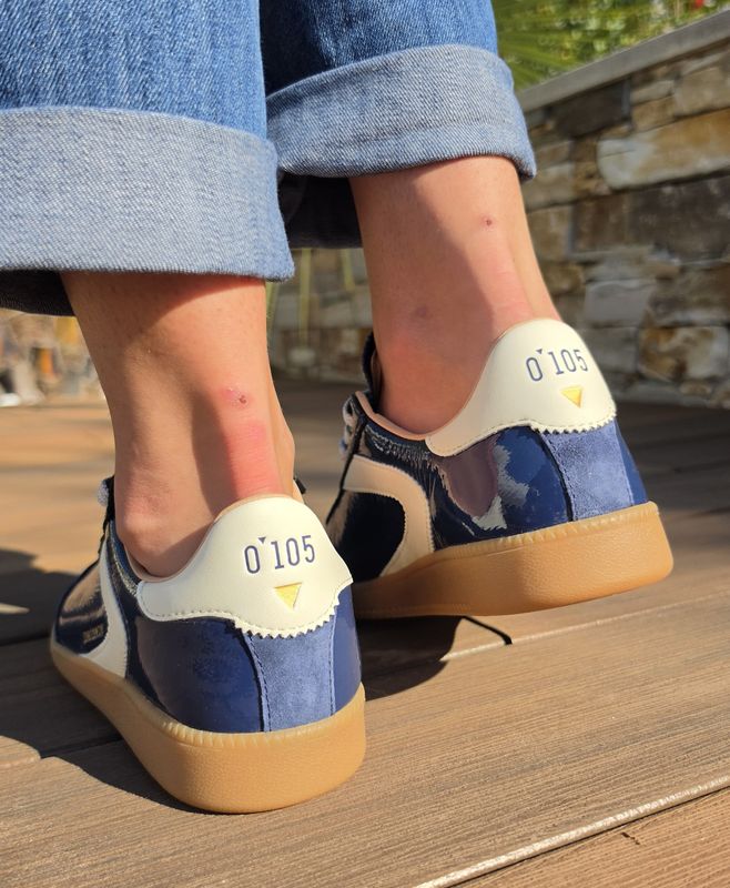 Basket femme cuir bleu marine verni 0-105 Nova Navy Polish