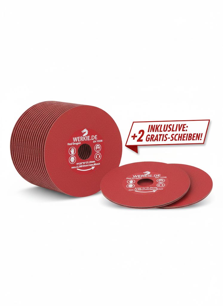 Red Dragon 125 mm Diamanttrennscheibe –  10er‑Pack – +2 Gratis Scheiben