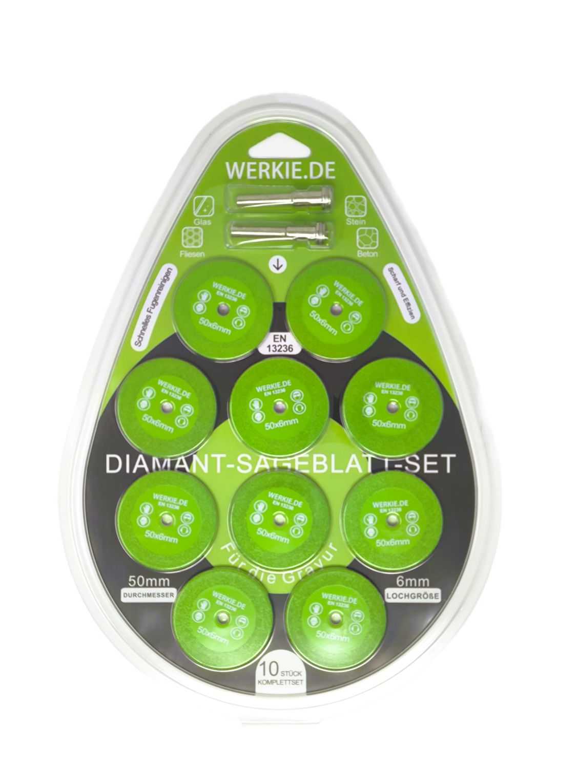 DiamantsĂ€geblatt-Set JADE 50 mm â 10 StĂŒck mit Aufnahme DiamantsĂ€geblatt-Set JADE 50 mm â 10 StĂŒck mit Aufnahme