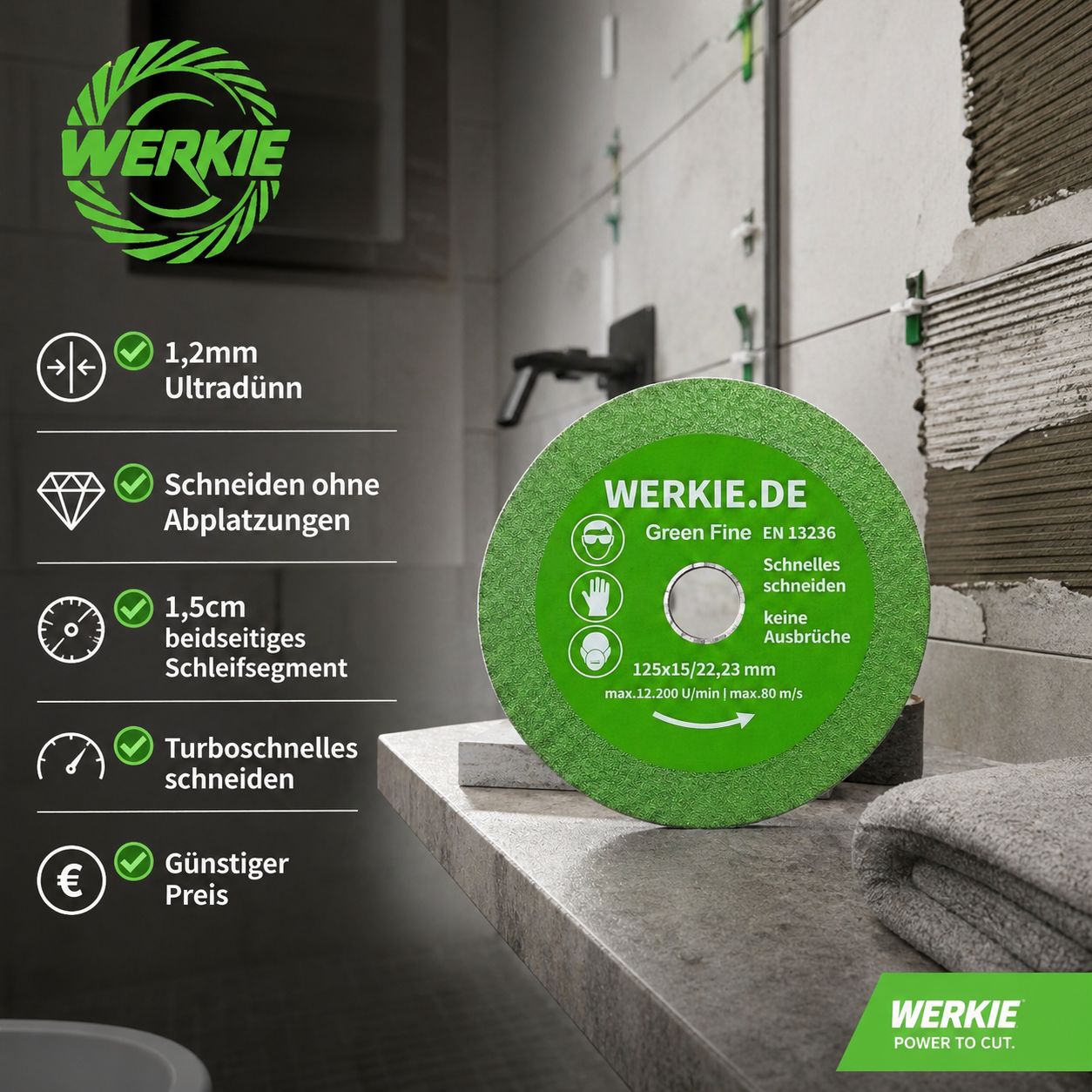 GREEN FINE Ultradünne 1,2 mm Diamanttrennscheibe 125 mm