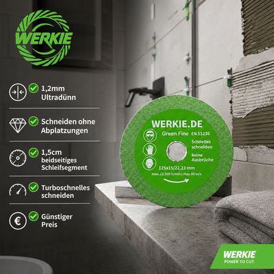 GREEN FINE Ultradünne 1,2 mm Diamanttrennscheibe 125 mm