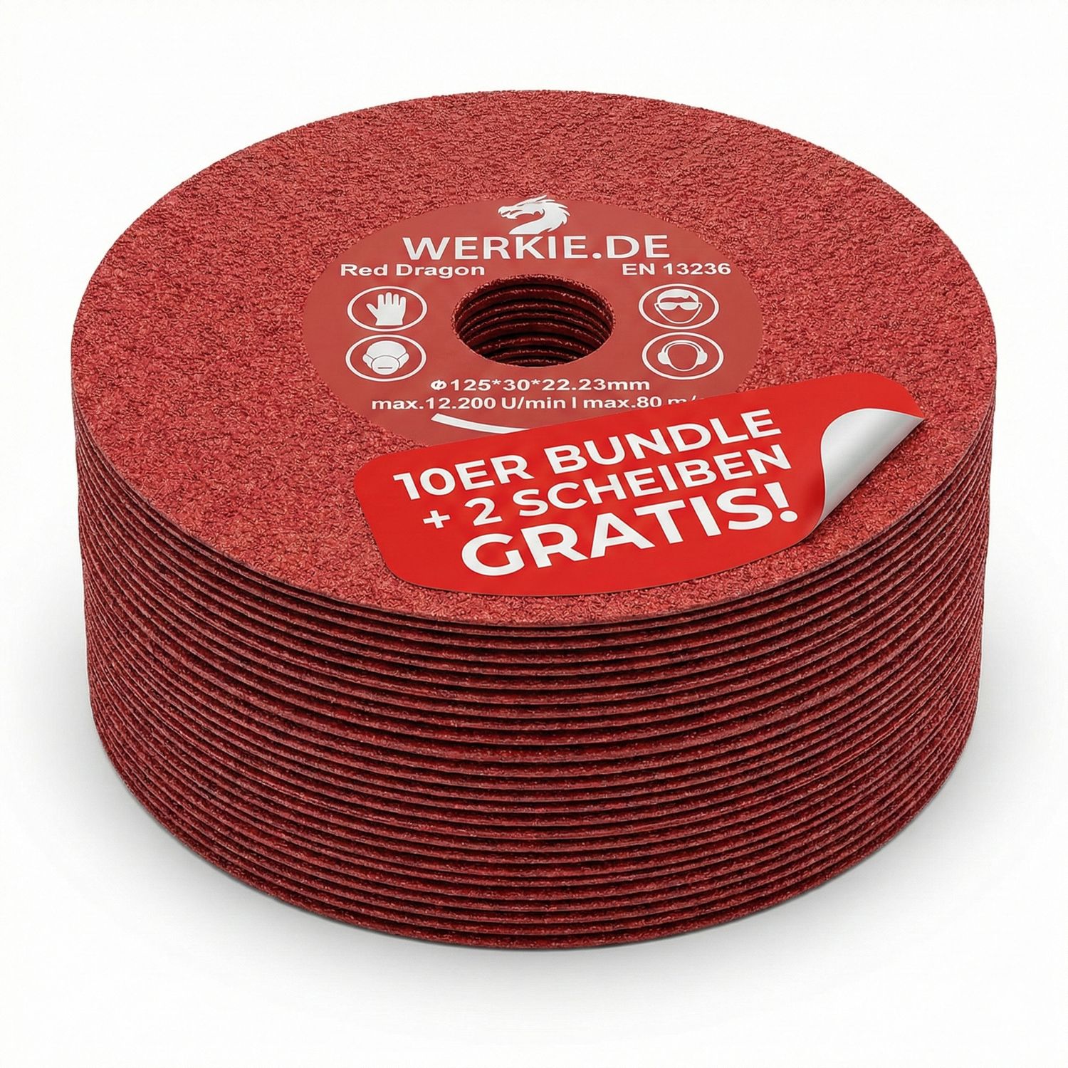 Red Dragon 125 mm Diamanttrennscheibe –  10er‑Pack – +2 Gratis Scheiben