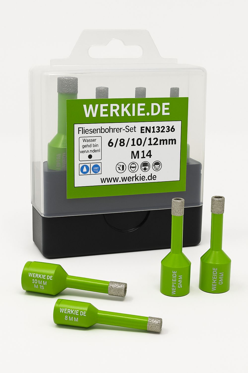 Diamant Fliesenbohrer Set 4-teilig mit M14-Aufnahme Diamant Fliesenbohrer Set 4-teilig mit M14-Aufnahme