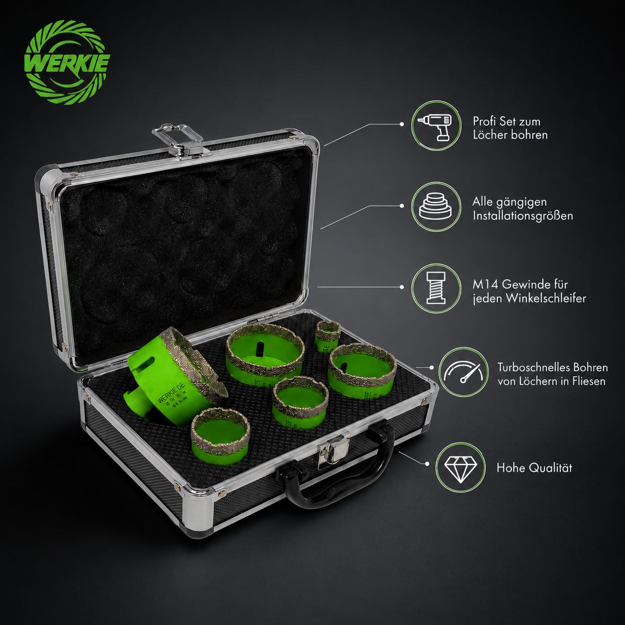 Diamant Trockenbohrkronen-Set NanoCore Green Pro – 6-teilig