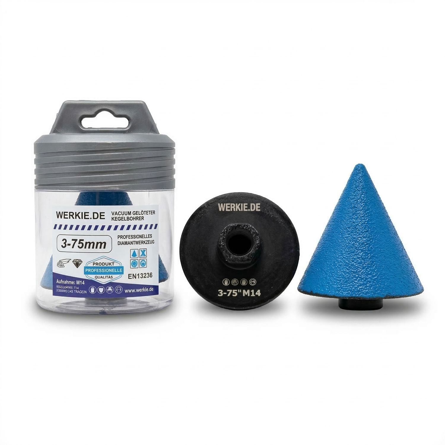 WERKIE Profi Diamant-Kegelsenker 3-75mm | M14