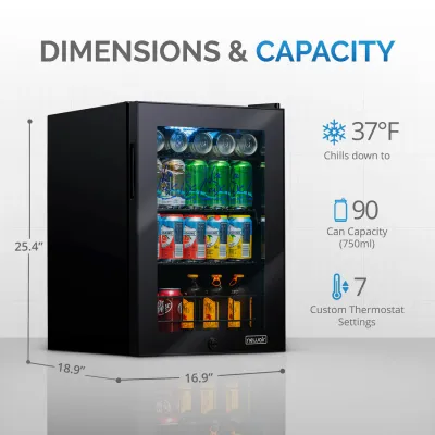NEWAIR® 90-CAN FREESTANDING BLACK BEVERAGE FRIDGE - 17&quot;