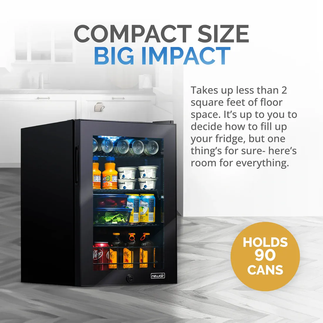 NEWAIR® 90-CAN FREESTANDING BLACK BEVERAGE FRIDGE - 17&quot;