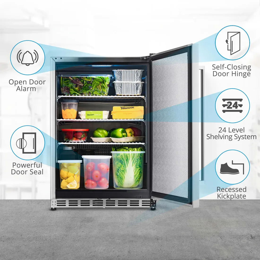 NEWAIR® 24&quot; 5.3 CU. FT. COMMERCIAL BUILT-IN STAINLESS STEEL BEVERAGE FRIDGE - 23.6&quot;