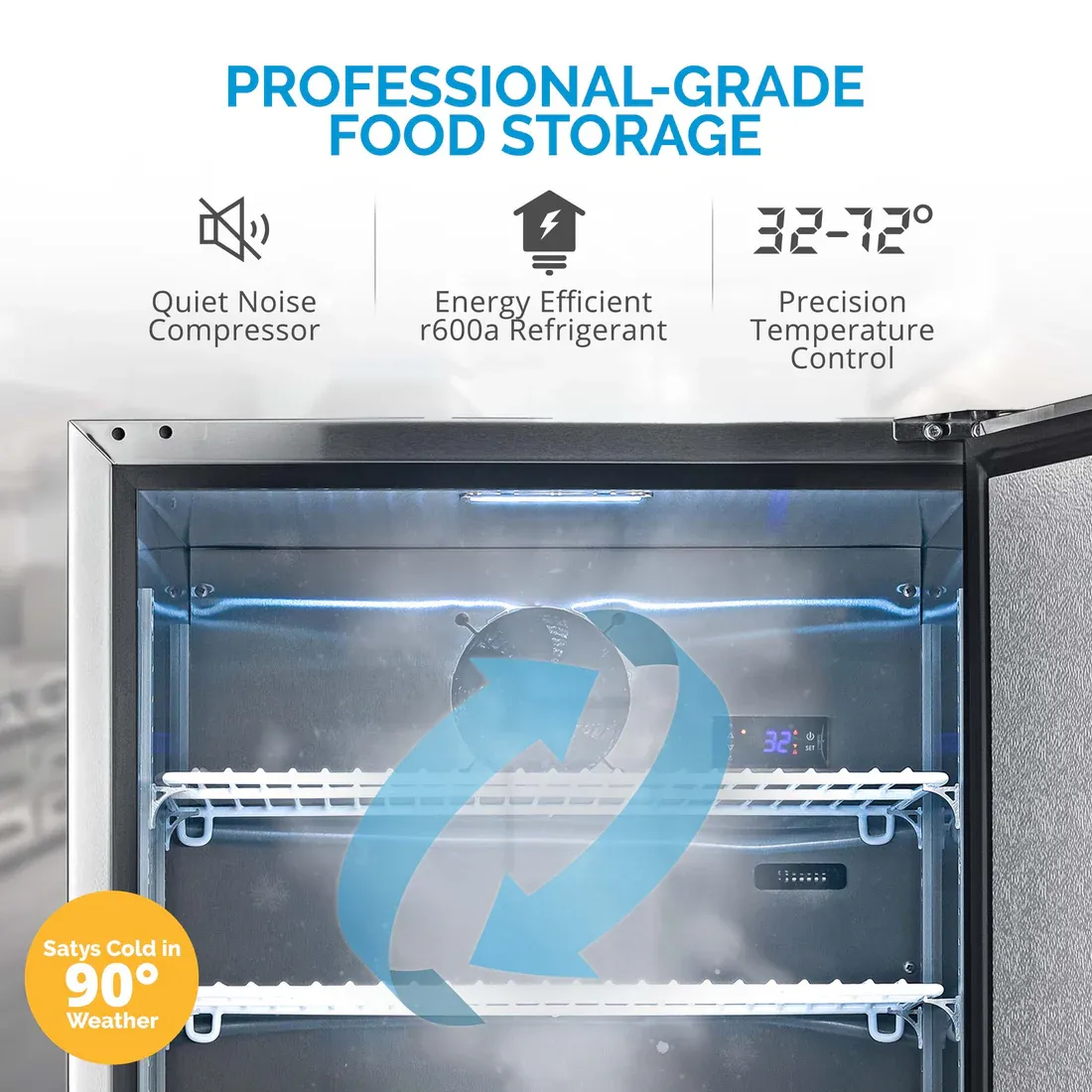 NEWAIR® 24&quot; 5.3 CU. FT. COMMERCIAL BUILT-IN STAINLESS STEEL BEVERAGE FRIDGE - 23.6&quot;